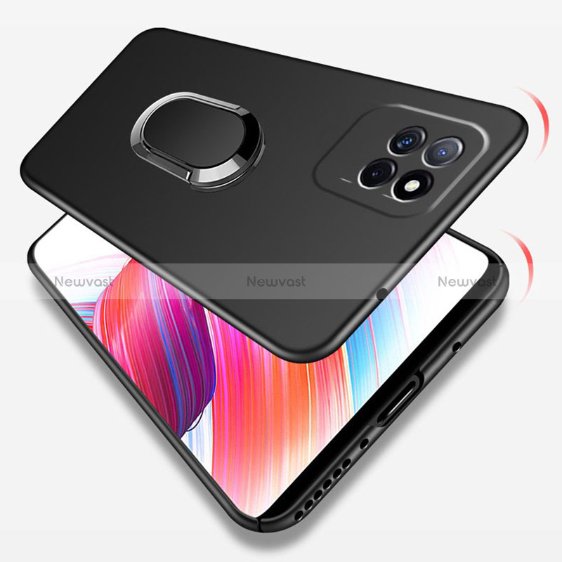 Hard Rigid Plastic Matte Finish Case Cover with Magnetic Finger Ring Stand S01 for Realme V11s 5G