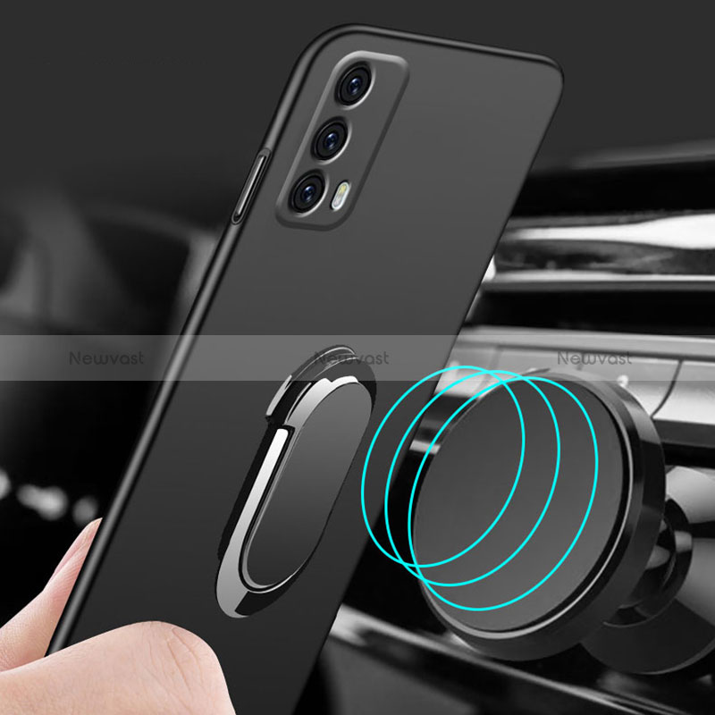 Hard Rigid Plastic Matte Finish Case Cover with Magnetic Finger Ring Stand S01 for Vivo iQOO 7 India 5G