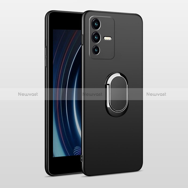 Hard Rigid Plastic Matte Finish Case Cover with Magnetic Finger Ring Stand S01 for Vivo V23 Pro 5G