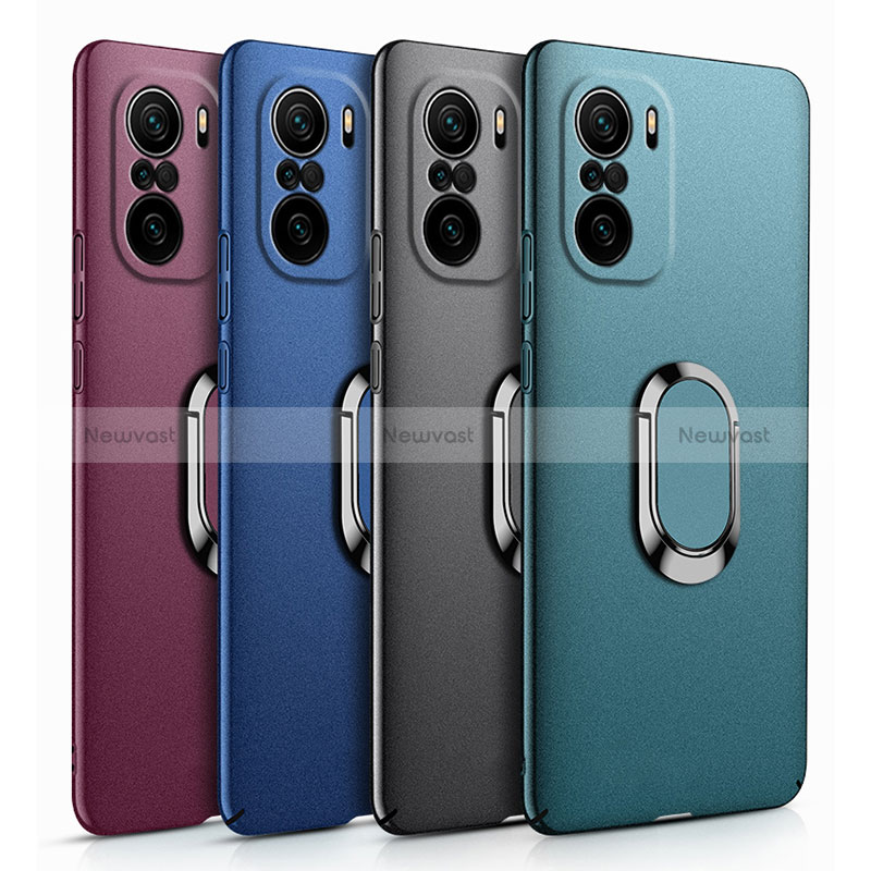 Hard Rigid Plastic Matte Finish Case Cover with Magnetic Finger Ring Stand S01 for Xiaomi Mi 11X 5G