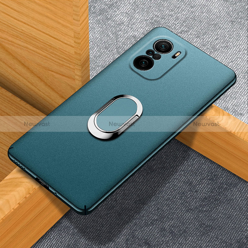 Hard Rigid Plastic Matte Finish Case Cover with Magnetic Finger Ring Stand S01 for Xiaomi Mi 11X 5G Green