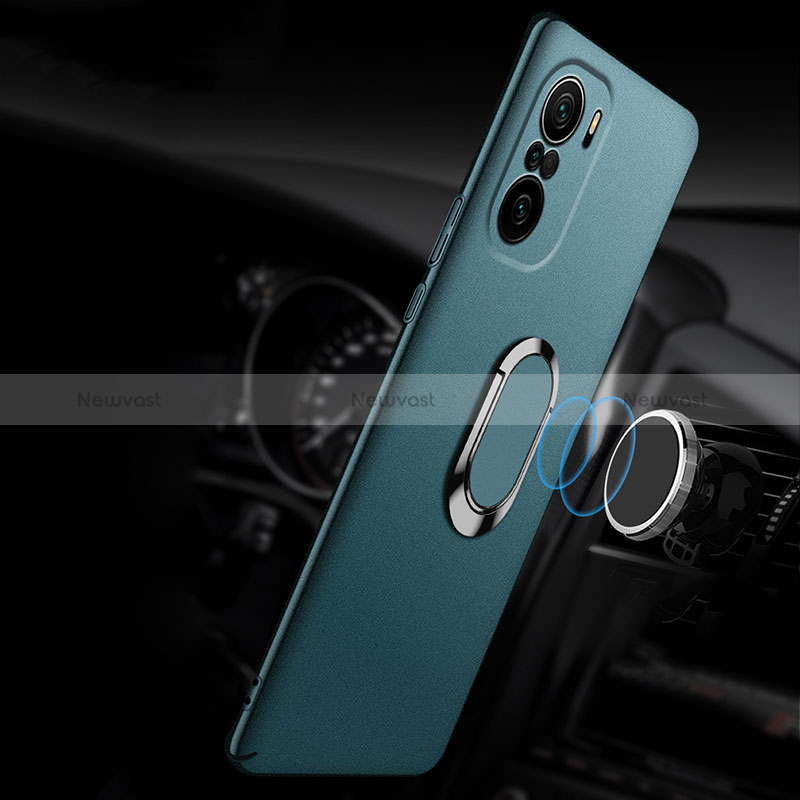 Hard Rigid Plastic Matte Finish Case Cover with Magnetic Finger Ring Stand S01 for Xiaomi Redmi K40 Pro+ Plus 5G