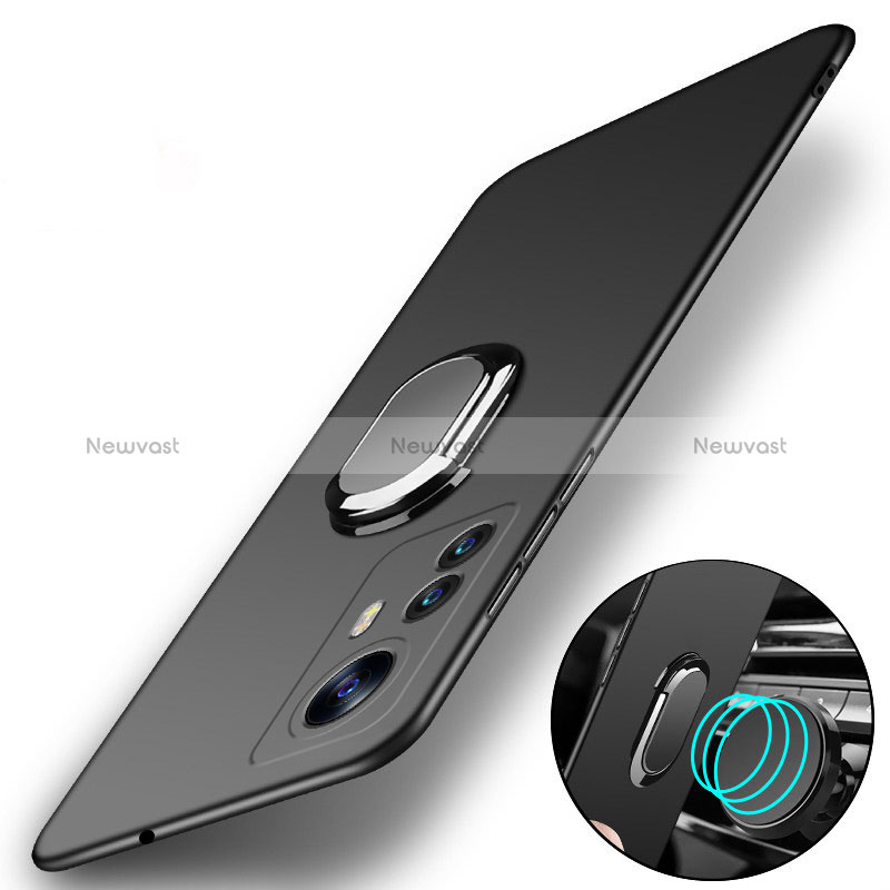 Hard Rigid Plastic Matte Finish Case Cover with Magnetic Finger Ring Stand S01 for Xiaomi Redmi Note 12S