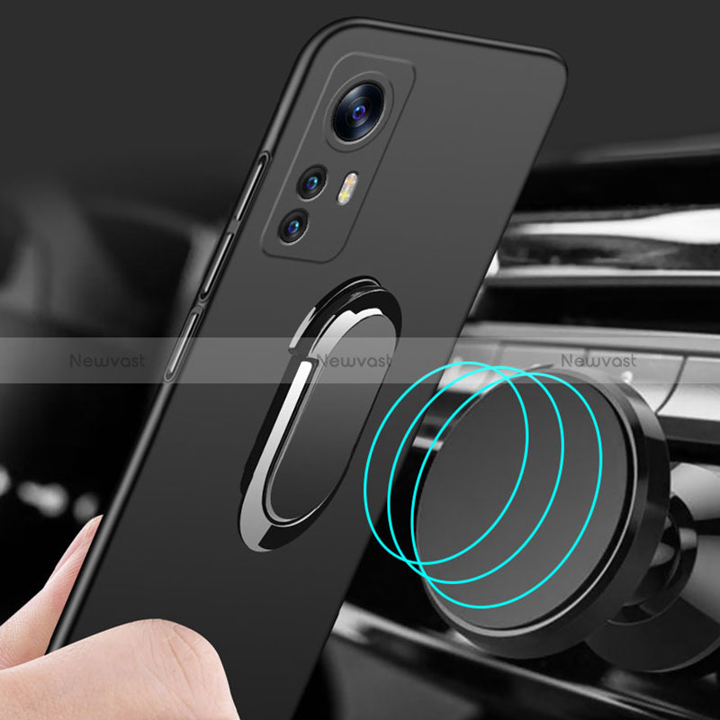 Hard Rigid Plastic Matte Finish Case Cover with Magnetic Finger Ring Stand S01 for Xiaomi Redmi Note 12S