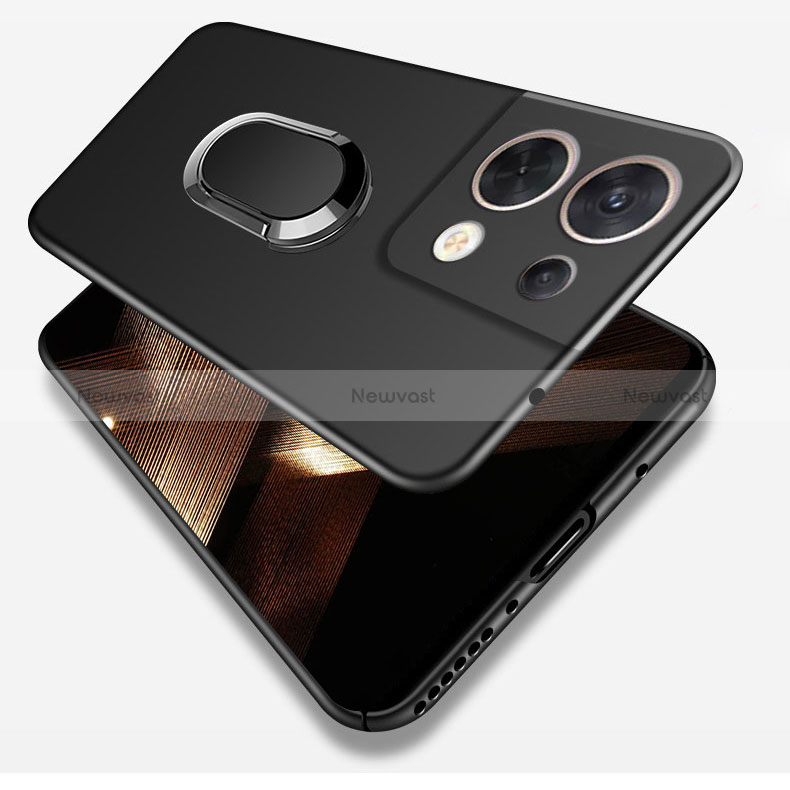 Hard Rigid Plastic Matte Finish Case Cover with Magnetic Finger Ring Stand S01 for Xiaomi Redmi Note 13 Pro 5G