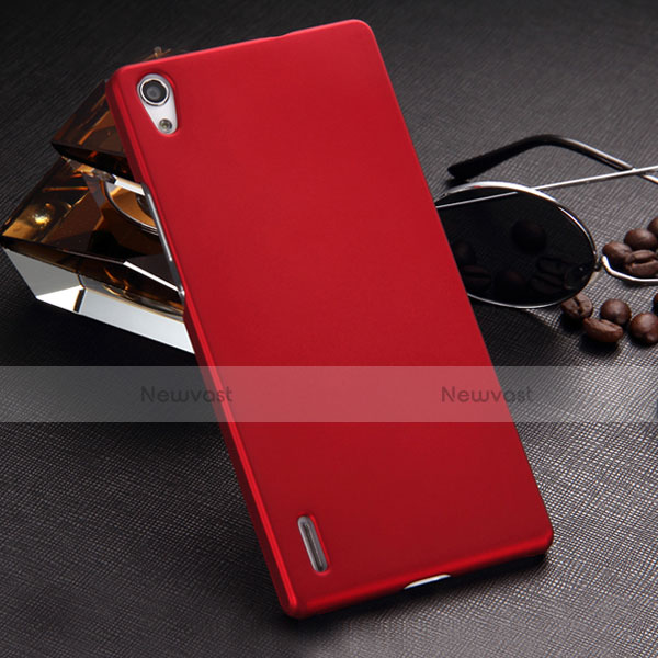 Hard Rigid Plastic Matte Finish Case for Huawei Ascend P7 Red