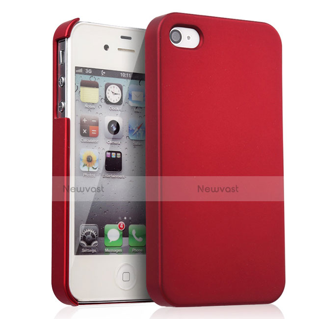 Hard Rigid Plastic Matte Finish Cover for Apple iPhone 4 Red