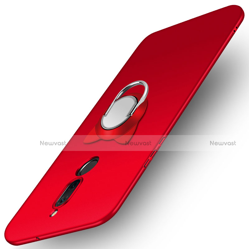 Hard Rigid Plastic Matte Finish Cover with Finger Ring Stand A02 for Huawei G10 Red