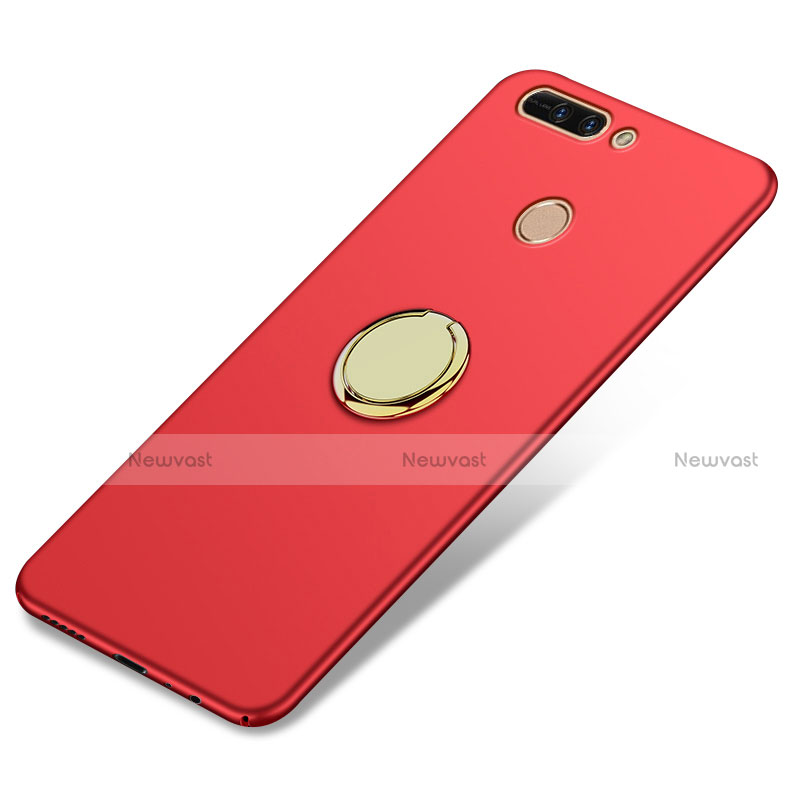 Hard Rigid Plastic Matte Finish Cover with Finger Ring Stand A02 for Huawei Honor V9 Red