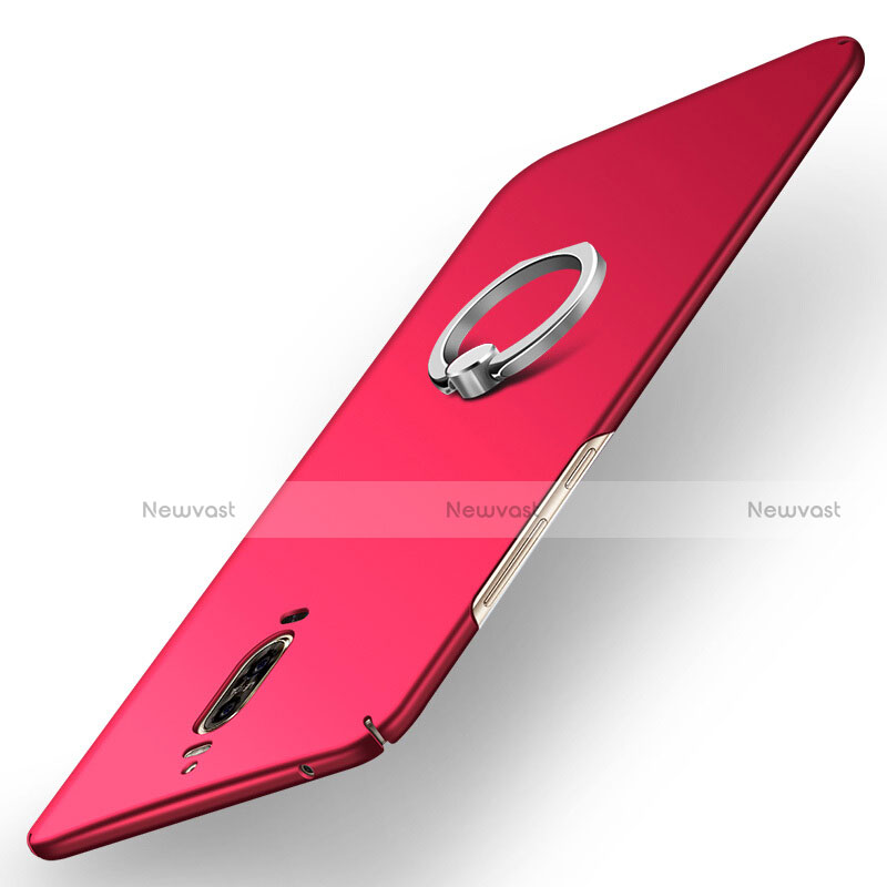 Hard Rigid Plastic Matte Finish Cover with Finger Ring Stand A02 for Huawei Mate 9 Pro Red