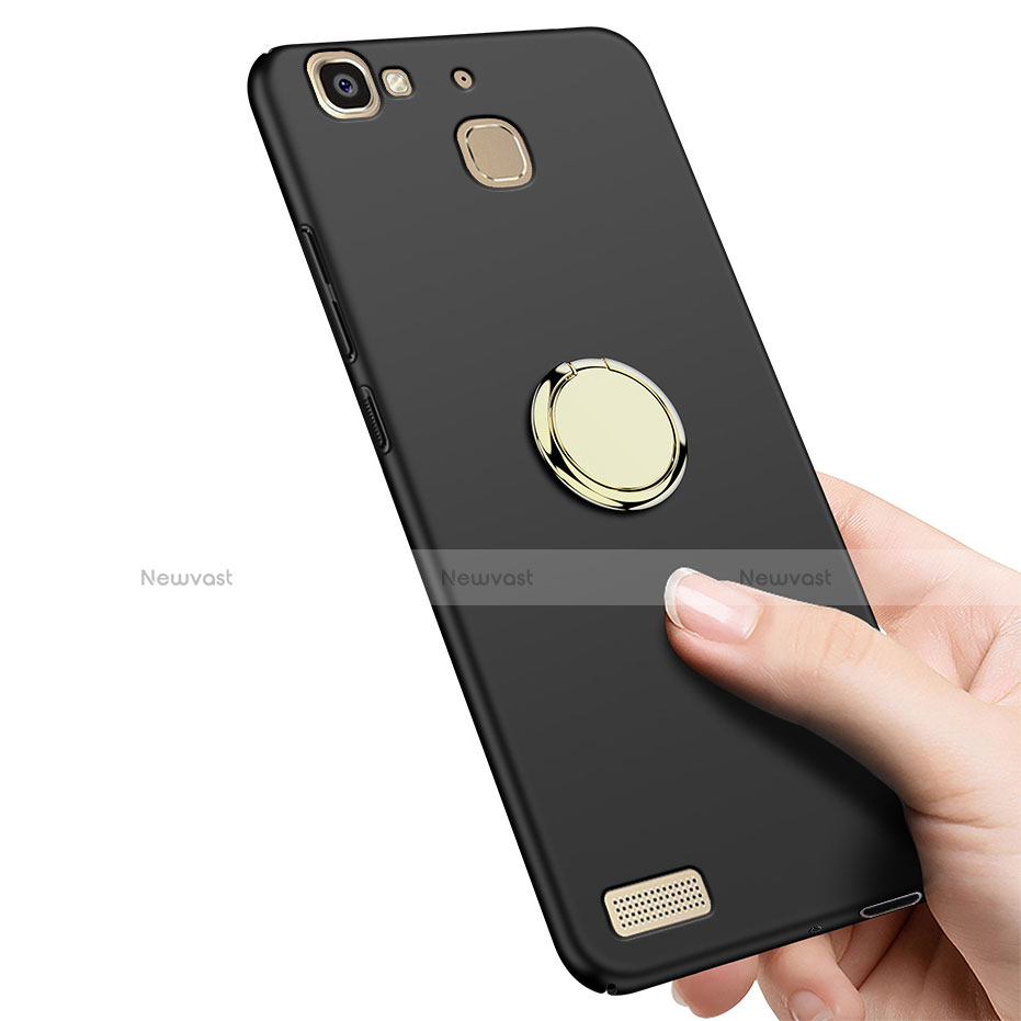 Hard Rigid Plastic Matte Finish Cover with Finger Ring Stand A02 for Huawei P8 Lite Smart Black