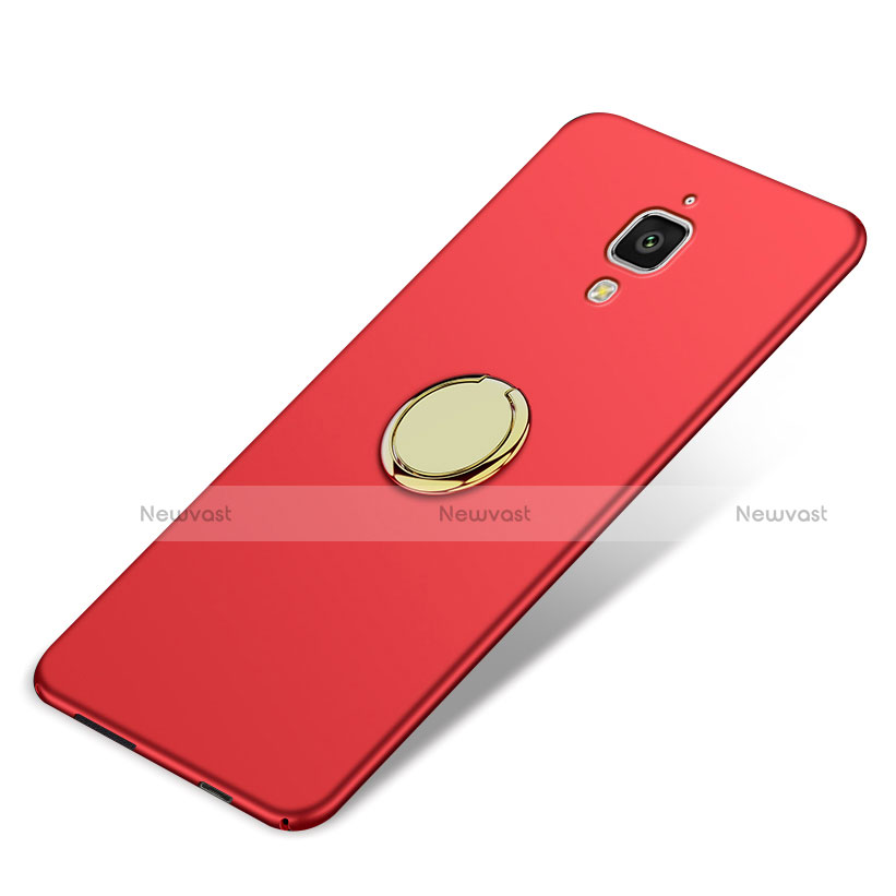 Hard Rigid Plastic Matte Finish Cover with Finger Ring Stand A02 for Xiaomi Mi 4 LTE Red