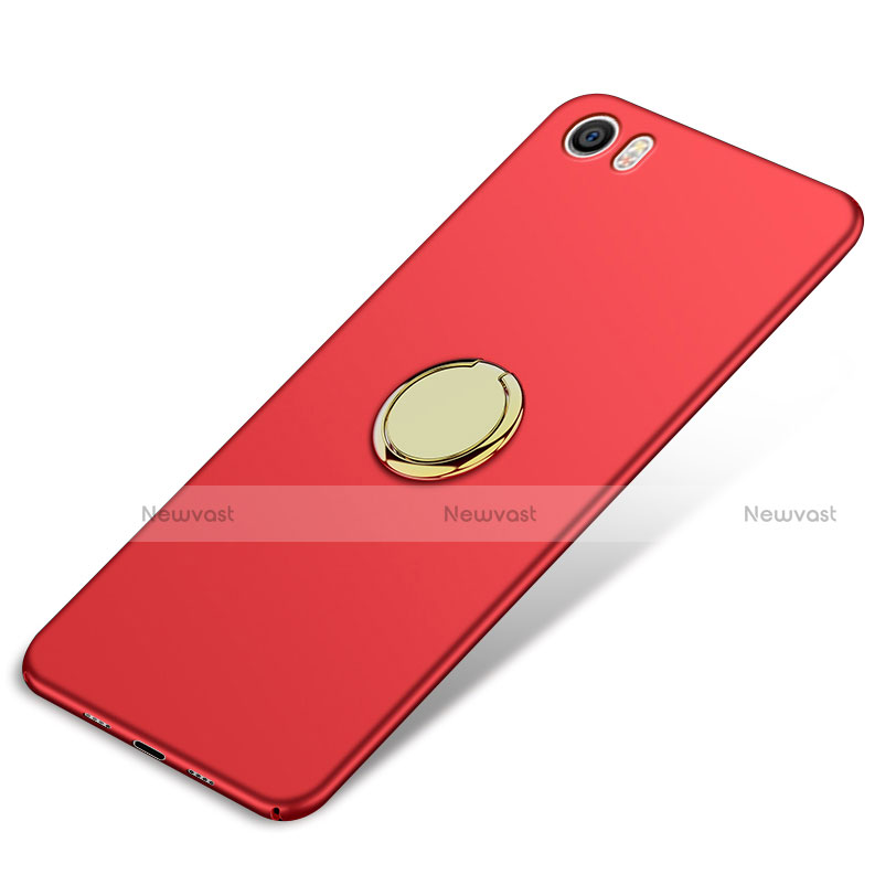 Hard Rigid Plastic Matte Finish Cover with Finger Ring Stand A02 for Xiaomi Mi 5 Red