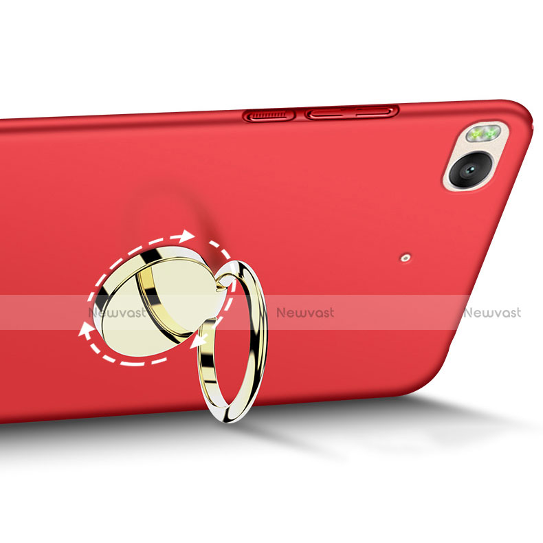 Hard Rigid Plastic Matte Finish Cover with Finger Ring Stand A02 for Xiaomi Mi 5S Red