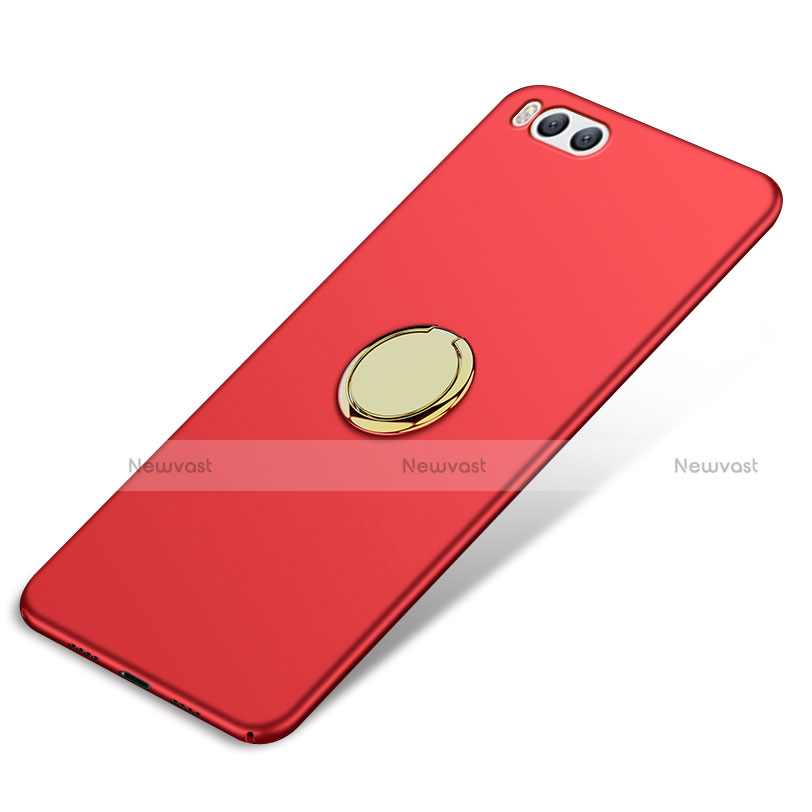 Hard Rigid Plastic Matte Finish Cover with Finger Ring Stand A02 for Xiaomi Mi 6 Red