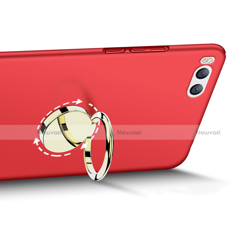 Hard Rigid Plastic Matte Finish Cover with Finger Ring Stand A02 for Xiaomi Mi 6 Red