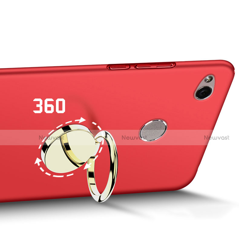 Hard Rigid Plastic Matte Finish Cover with Finger Ring Stand A02 for Xiaomi Redmi 3 High Edition Red