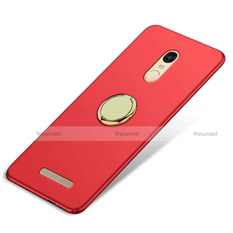 Hard Rigid Plastic Matte Finish Cover with Finger Ring Stand A02 for Xiaomi Redmi Note 3 MediaTek Red