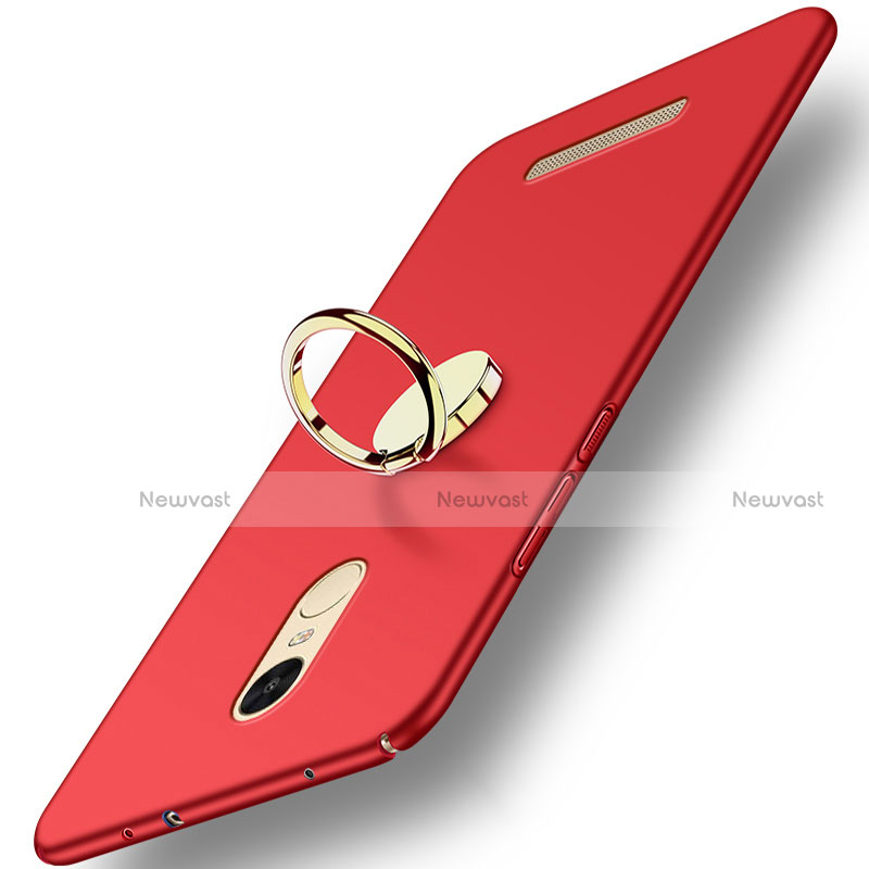 Hard Rigid Plastic Matte Finish Cover with Finger Ring Stand A02 for Xiaomi Redmi Note 3 Red