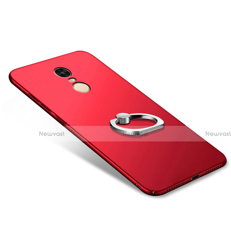 Hard Rigid Plastic Matte Finish Cover with Finger Ring Stand A02 for Xiaomi Redmi Note 4X High Edition Red