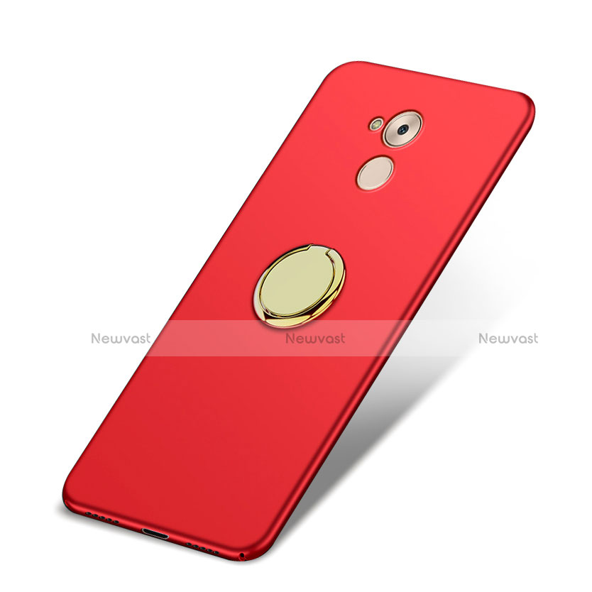 Hard Rigid Plastic Matte Finish Cover with Finger Ring Stand A03 for Huawei Enjoy 6S Red