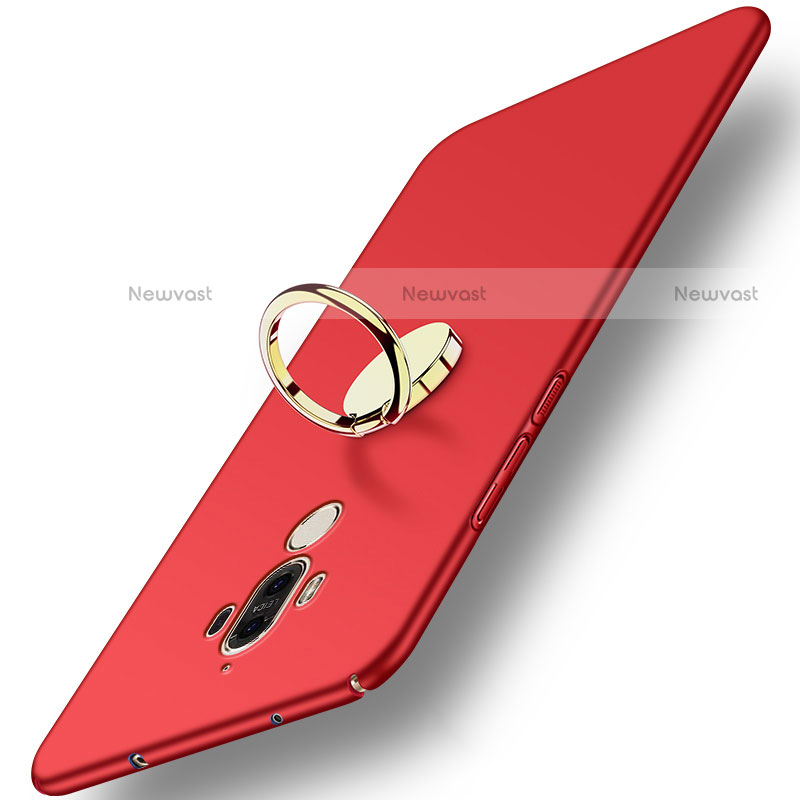 Hard Rigid Plastic Matte Finish Cover with Finger Ring Stand A03 for Huawei Mate 9 Red