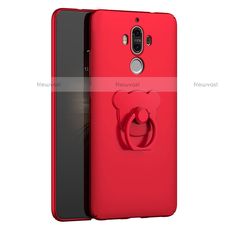 Hard Rigid Plastic Matte Finish Cover with Finger Ring Stand A04 for Huawei Mate 9 Red