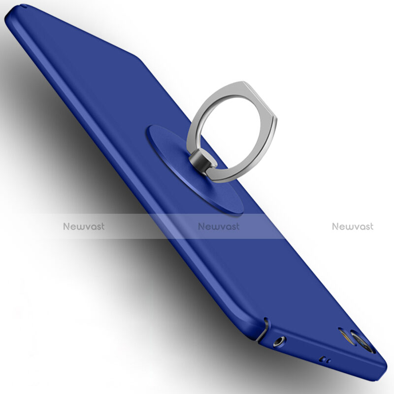 Hard Rigid Plastic Matte Finish Cover with Finger Ring Stand A04 for Xiaomi Mi 5 Blue