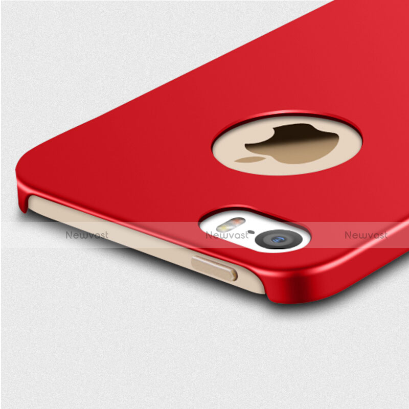 Hard Rigid Plastic Matte Finish Cover with Finger Ring Stand for Apple iPhone 5 Red