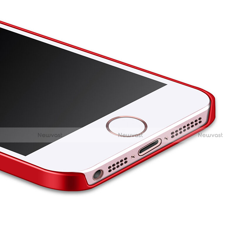 Hard Rigid Plastic Matte Finish Cover with Finger Ring Stand for Apple iPhone 5 Red