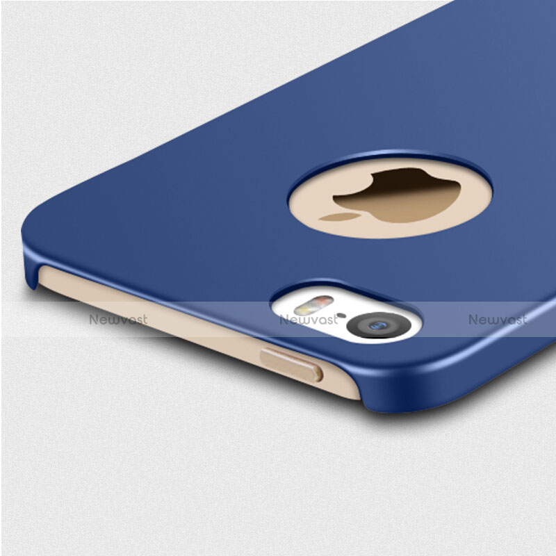 Hard Rigid Plastic Matte Finish Cover with Finger Ring Stand for Apple iPhone 5S Blue