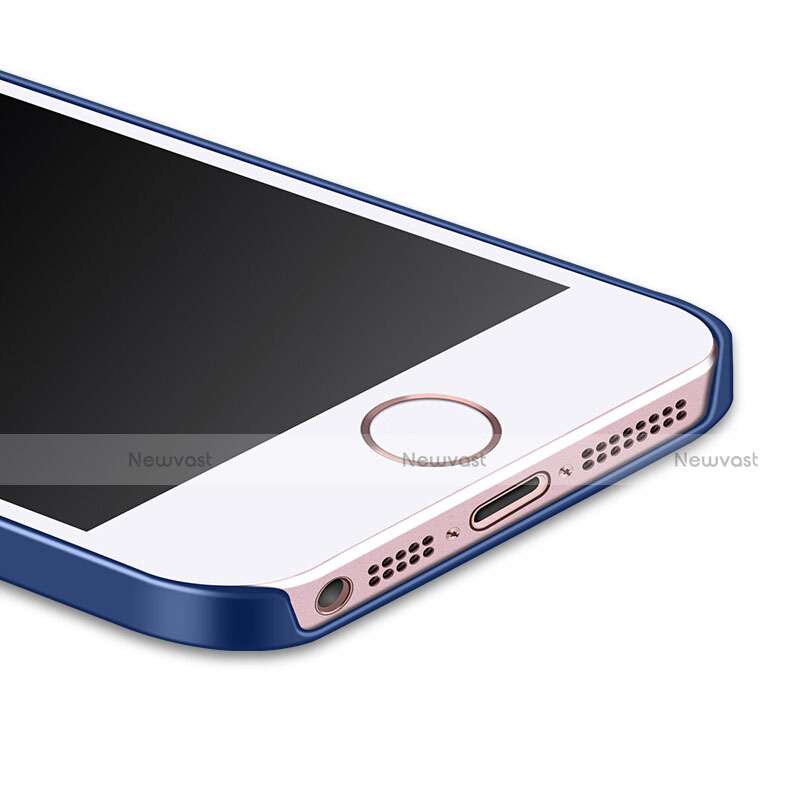 Hard Rigid Plastic Matte Finish Cover with Finger Ring Stand for Apple iPhone 5S Blue