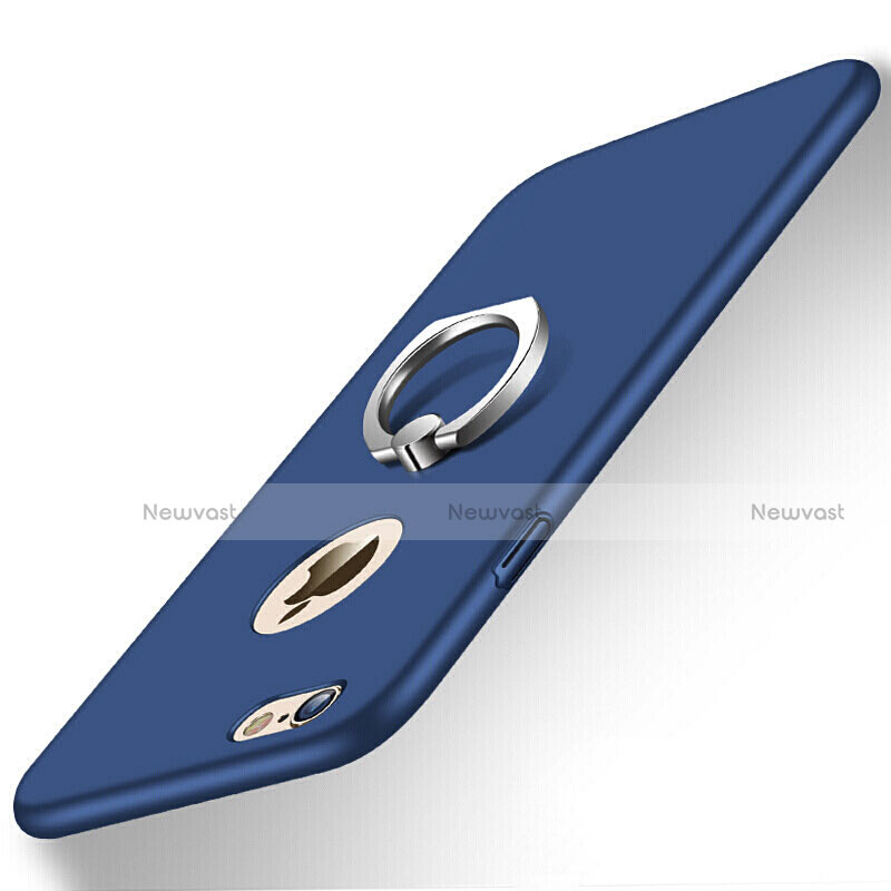 Hard Rigid Plastic Matte Finish Cover with Finger Ring Stand for Apple iPhone 6 Blue