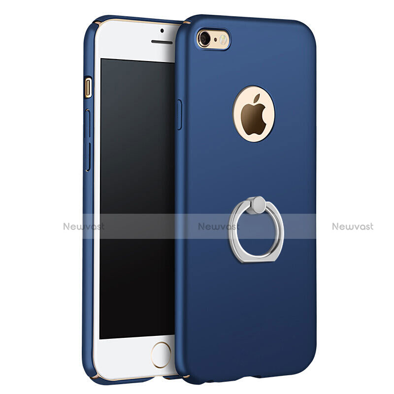 Hard Rigid Plastic Matte Finish Cover with Finger Ring Stand for Apple iPhone 6 Blue