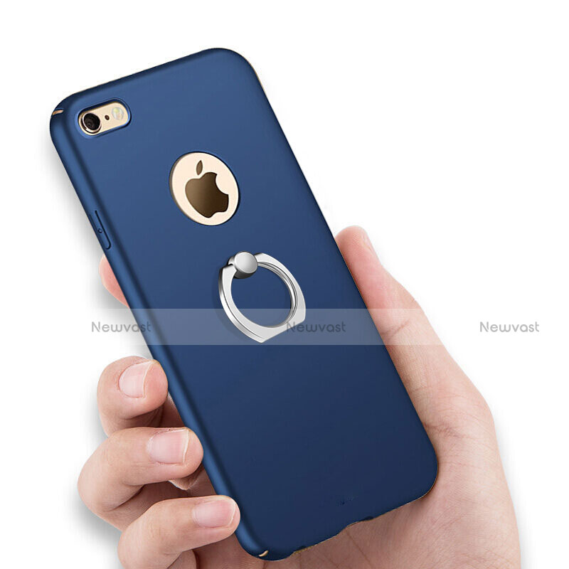 Hard Rigid Plastic Matte Finish Cover with Finger Ring Stand for Apple iPhone 6 Plus Blue