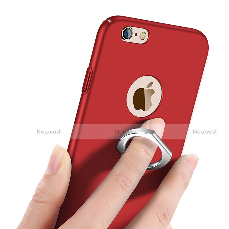 Hard Rigid Plastic Matte Finish Cover with Finger Ring Stand for Apple iPhone 6 Plus Red