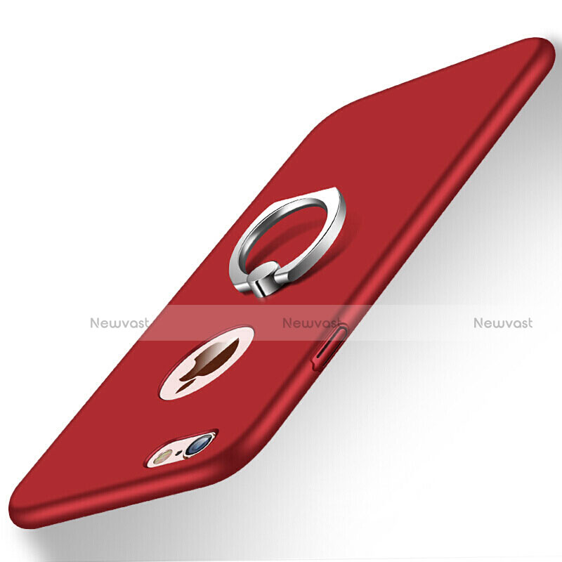 Hard Rigid Plastic Matte Finish Cover with Finger Ring Stand for Apple iPhone 6 Plus Red