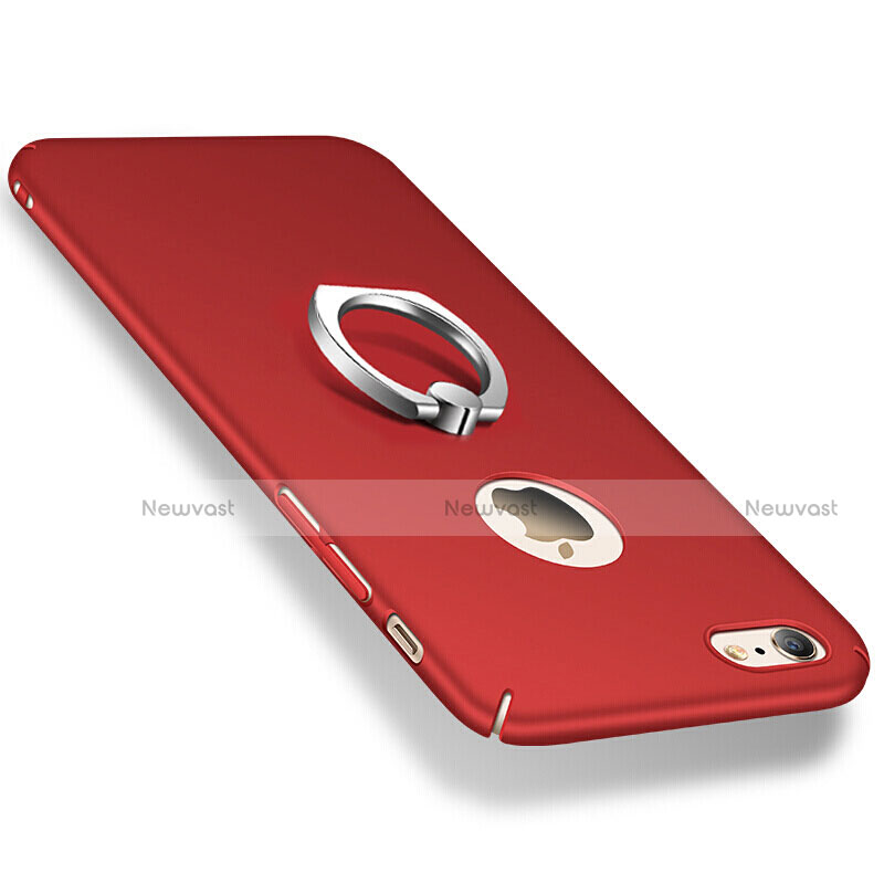 Hard Rigid Plastic Matte Finish Cover with Finger Ring Stand for Apple iPhone 6 Plus Red