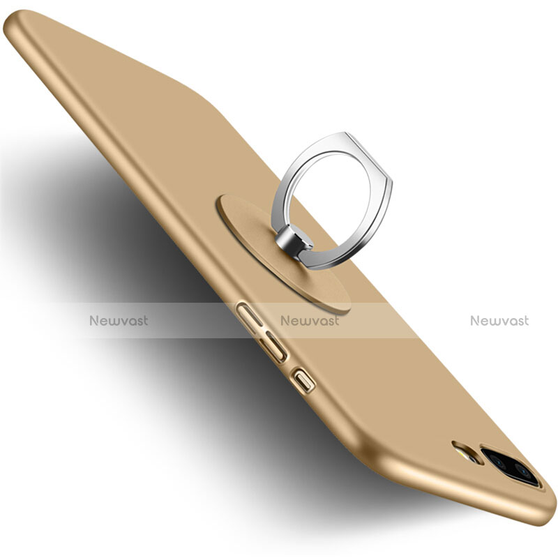 Hard Rigid Plastic Matte Finish Cover with Finger Ring Stand for Apple iPhone 7 Plus Gold