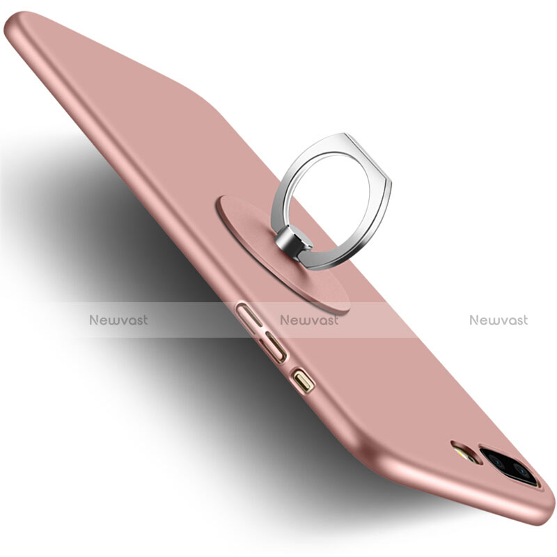 Hard Rigid Plastic Matte Finish Cover with Finger Ring Stand for Apple iPhone 7 Plus Pink