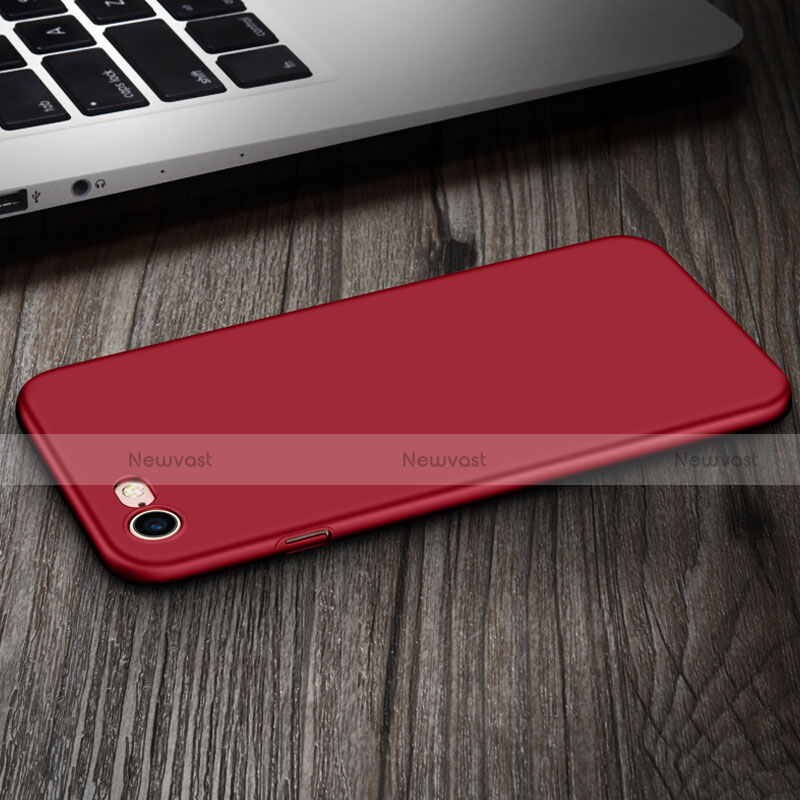 Hard Rigid Plastic Matte Finish Cover with Finger Ring Stand for Apple iPhone 8 Red