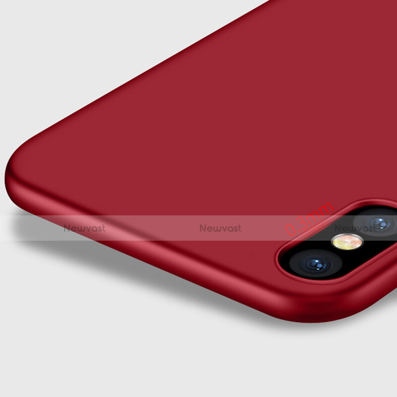 Hard Rigid Plastic Matte Finish Cover with Finger Ring Stand for Apple iPhone Xs Max Red