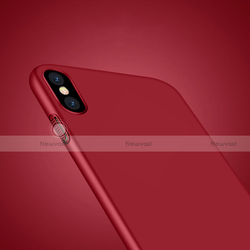 Hard Rigid Plastic Matte Finish Cover with Finger Ring Stand for Apple iPhone Xs Red