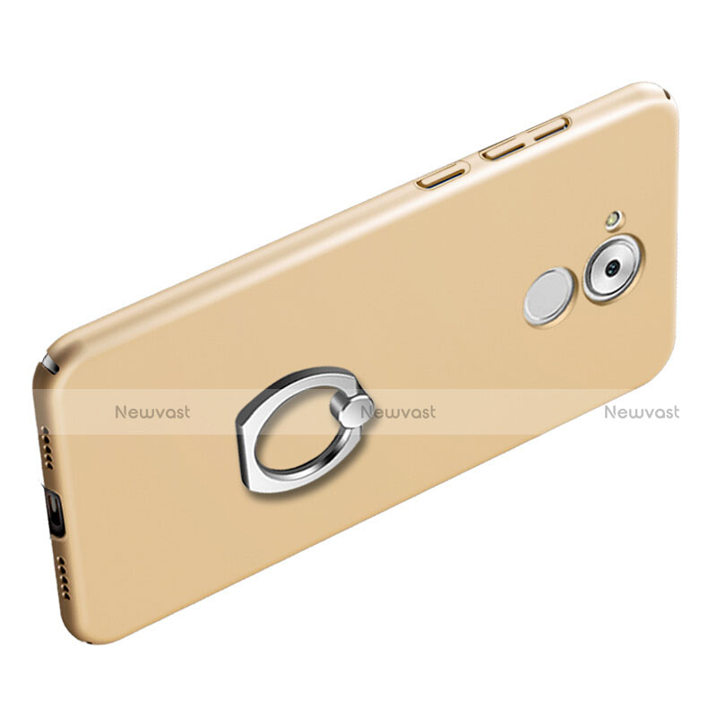 Hard Rigid Plastic Matte Finish Cover with Finger Ring Stand for Huawei Enjoy 6S Gold