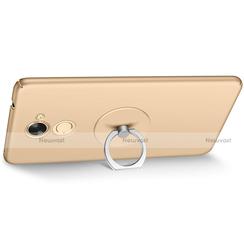 Hard Rigid Plastic Matte Finish Cover with Finger Ring Stand for Huawei Enjoy 7 Plus Gold