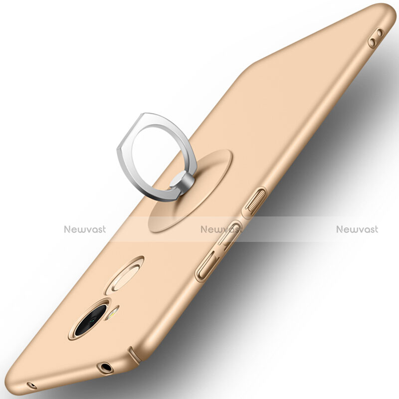 Hard Rigid Plastic Matte Finish Cover with Finger Ring Stand for Huawei Honor 6A Gold