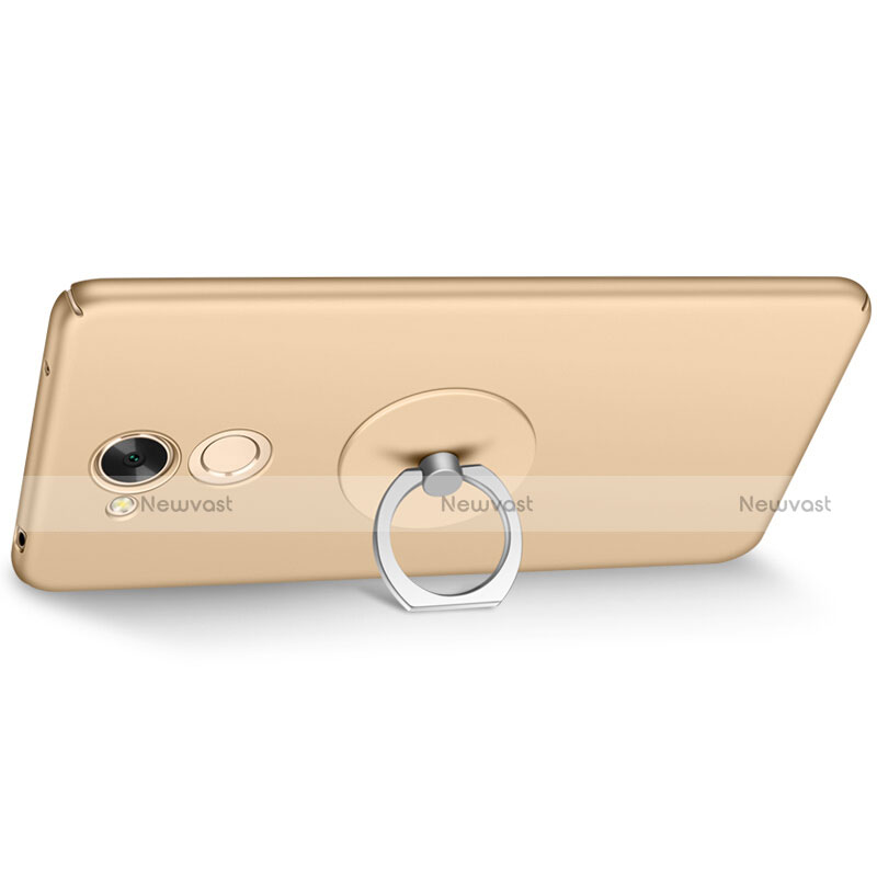 Hard Rigid Plastic Matte Finish Cover with Finger Ring Stand for Huawei Honor 6A Gold