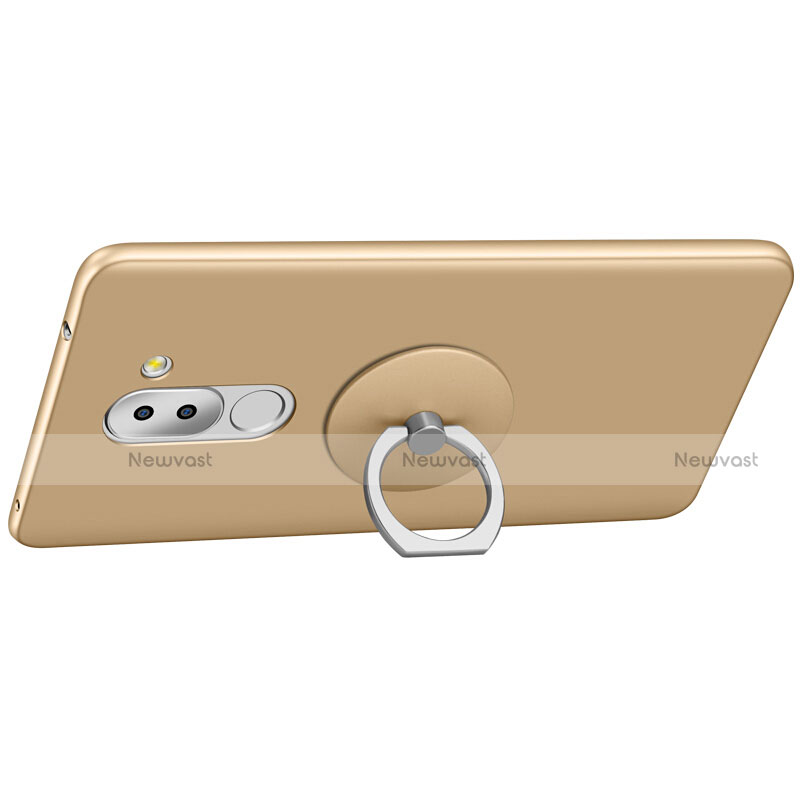 Hard Rigid Plastic Matte Finish Cover with Finger Ring Stand for Huawei Honor 6X Gold