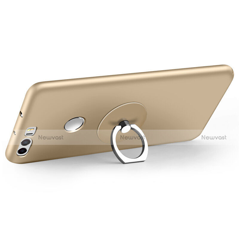 Hard Rigid Plastic Matte Finish Cover with Finger Ring Stand for Huawei Honor 8 Gold