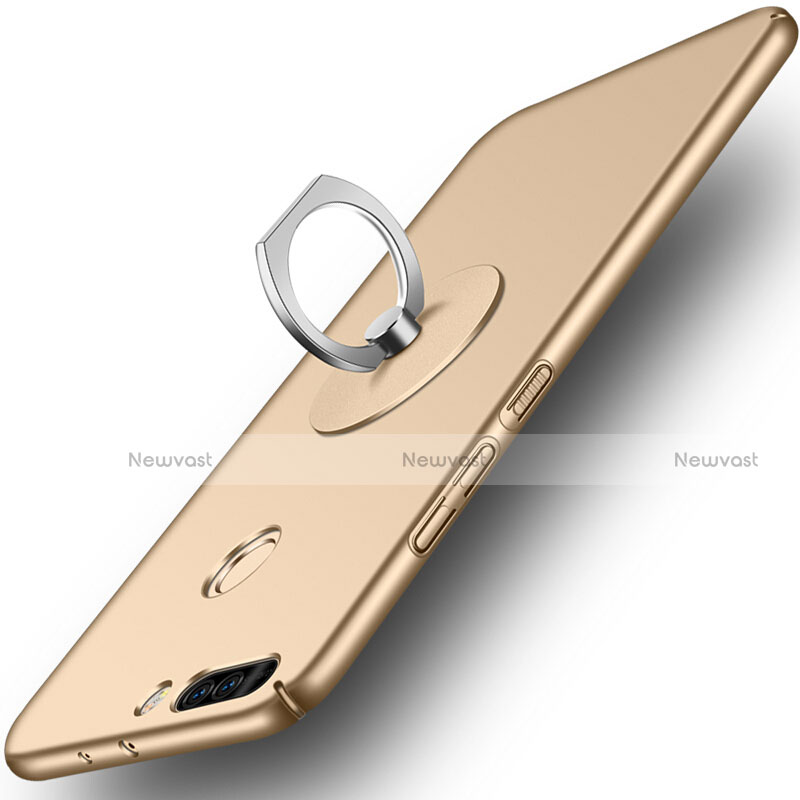 Hard Rigid Plastic Matte Finish Cover with Finger Ring Stand for Huawei Honor 8 Pro Gold